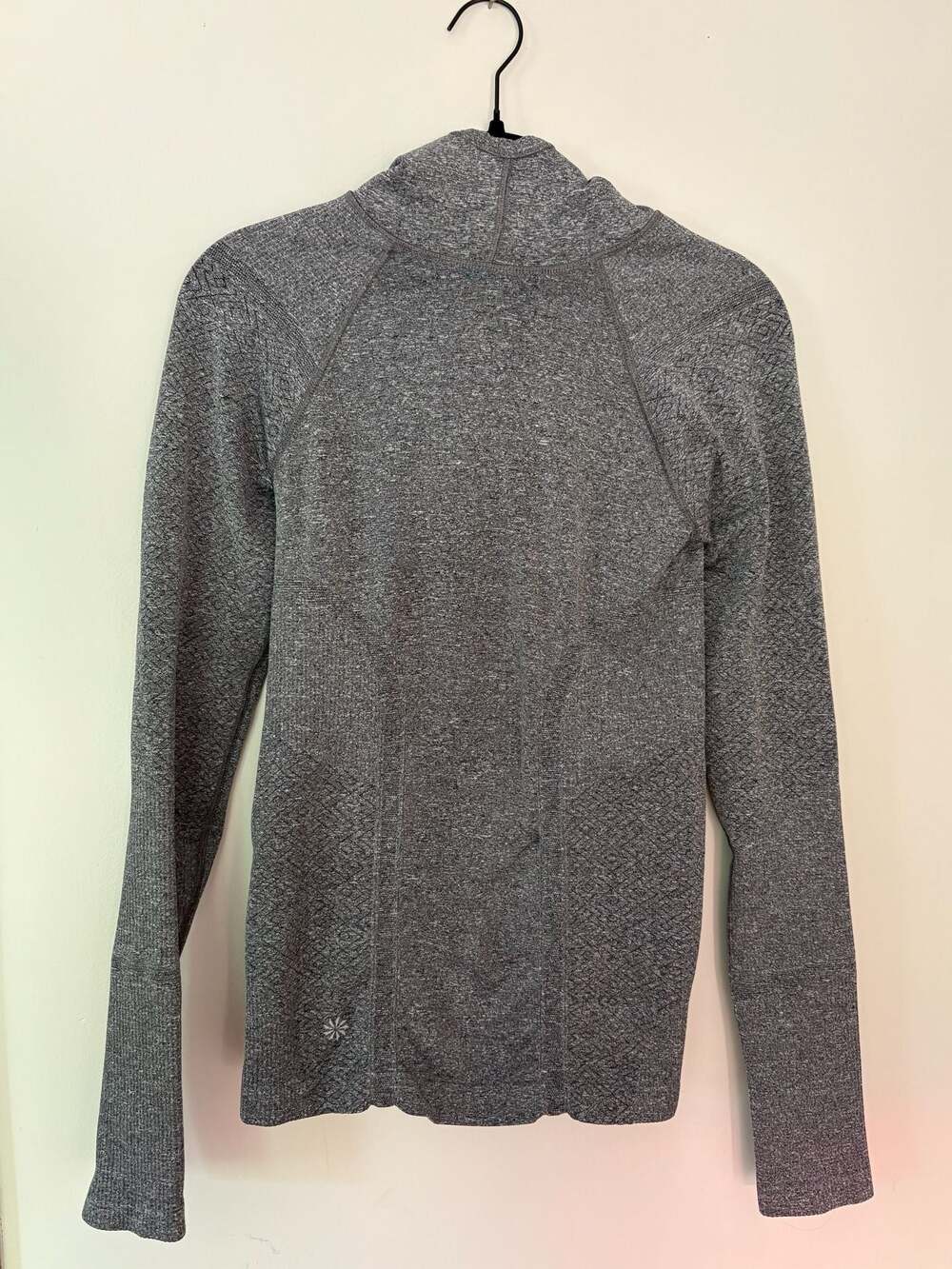 Athleta Seamless Fitted Gym Hoodie Athleisure Gray Heather Size XS